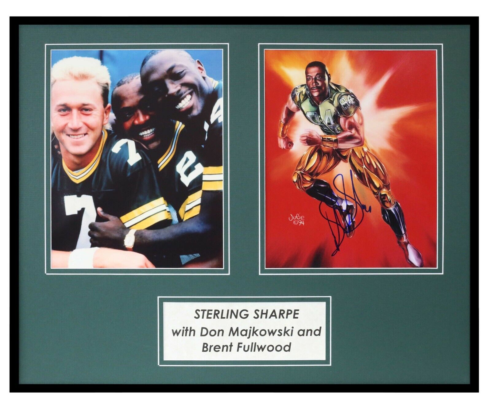 Sterling Sharpe Signed Framed 16x20 Photo Set Packers