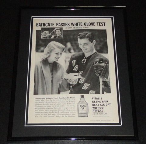 1959 Andy Bathgate for Vitalis 11x14 Framed ORIGINAL Vintage Advertisement