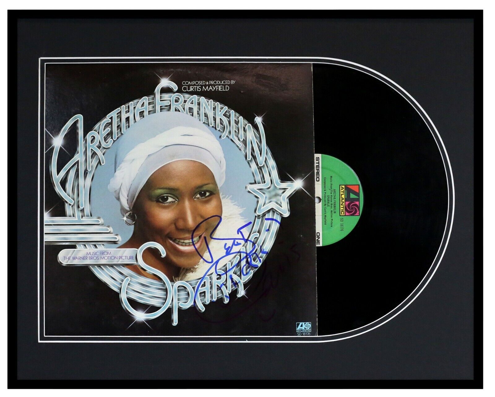 Aretha Franklin Signed Framed 1972 Sparkle Vinyl Record Album Display