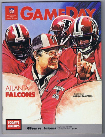 ORIGINAL Sep 18 1988 Gameday Magazine Program 49ers Falcons Marion Campbell