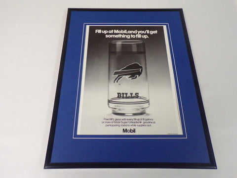 1989 Mobil Gas / Buffalo Bills 11x14 Framed ORIGINAL Vintage Advertisement