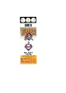 Apr 21 1997 Philadelphia Phillies @ Pittsburgh Pirates Ticket Curt Schilling Win