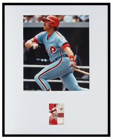 Mike Schmidt 16x20 Framed Game Used Jersey & Photo Display Phillies