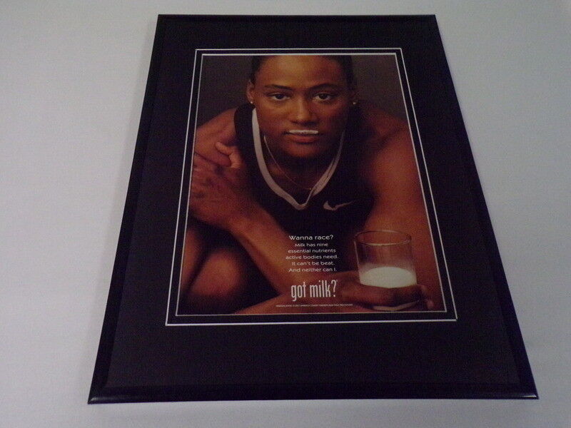 Marion Jones 2001 Got Milk Mustache Framed 11x14 ORIGINAL Advertisement 