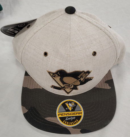 NWT Zephyr Pittsburgh Penguins Camouflage Adjustable Snapback Cap Hat