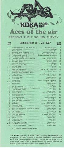 KDKA 1020 Pittsburgh VINTAGE December 18 1967 Music Survey Beatles Hello Goodbye