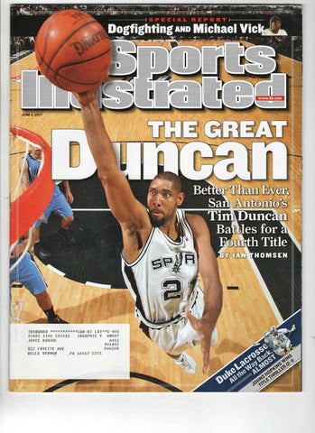 June 4 2007 Sports Illustrated Magazine Tim Duncan Spurs