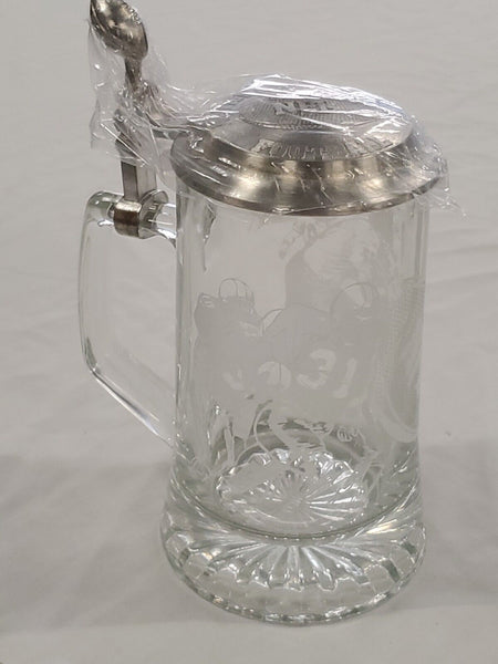 NEW NFL Official Etched Glass Crystal Lidded Beer Stein