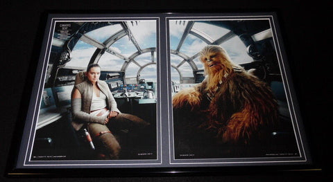 Star Wars Last Jedi 2017 Framed 12x18 Photo Display Chewbacca & Rey