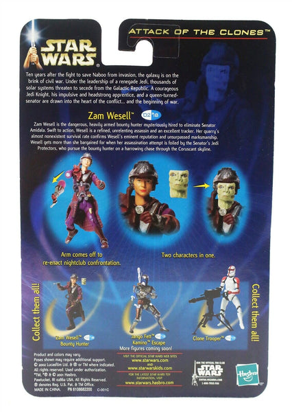 VINTAGE SEALED 2001 Star Wars Attack of the Clones Zam Wesell Action Figure