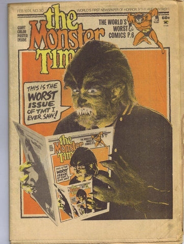 ORIGINAL Vintage 1974 The Monster Times Horror Newspaper Magazine #30 Werewolf