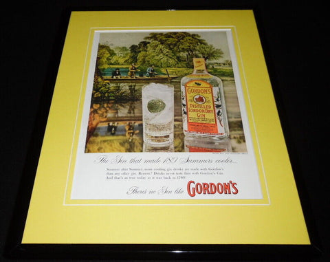 1958 Gordon's Gin 11x14 Framed ORIGINAL Vintage Advertisement