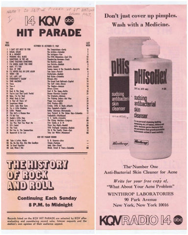 KQV 14 Pittsburgh VINTAGE October 10 1969 Music Survey Temptations Beatles Elvis