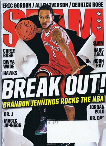 ORIGINAL Vintage March 2010 Slam Magazine Brandon Jennings Dr J Magic Johnson