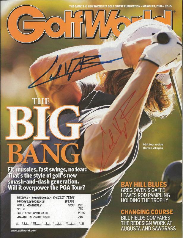 Camilo VIllegas Twice Signed 2001 Golf World Full Magazine