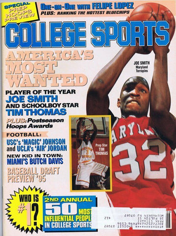 ORIGINAL Vintage 1995 College Sports Magazine Joe Smith Tim Thomas