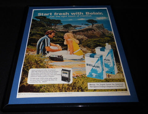 1972 Belair Menthol Cigarettes Framed 11x14 ORIGINAL Vintage Advertisement