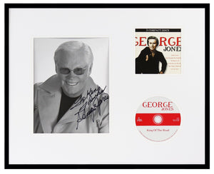 George Jones Signed Framed 16x20 King of the Road CD & Photo Display