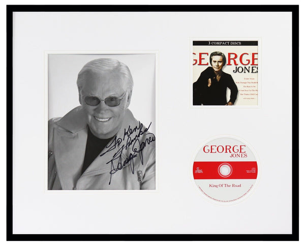 George Jones Signed Framed 16x20 King of the Road CD & Photo Display