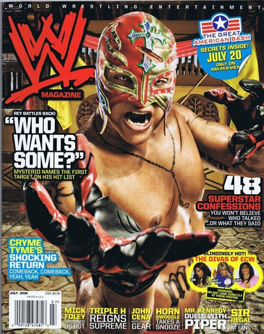 ORIGINAL Vintage July 2008 WWE Magazine Rey Mysterio Mick Foley