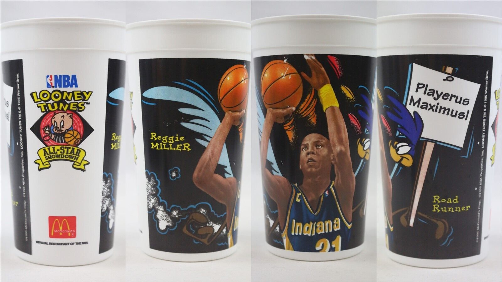 VINTAGE 1995 McDonald's / Coke Reggie Miller / Road Runner Large Plastic Cup 