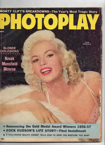 VINTAGE Mar 1957 Photoplay Magazine Jayne Mansfield Marilyn Monroe Kim Novak