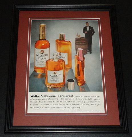 1959 Walker's Deluxe Bourbon 11x14 Framed ORIGINAL Vintage Advertisement B