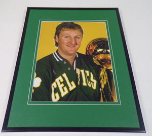 Larry Bird w/ Trophy Celtics Framed 11x14 Photo Display 