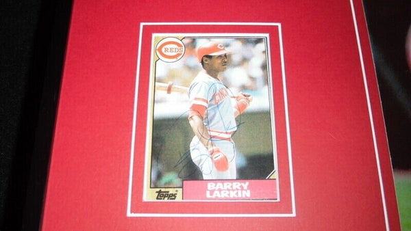 Barry Larkin Signed Framed 11x17 Rookie Card & Photo Display Reds