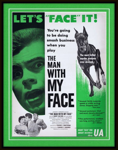 ORIGINAL Vintage 1951 The Man With My Face 11x14 Framed Advertisement B Nelson