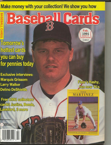 ORIGINAL Vintage Feb 1991 Baseball Cards Magazine w/ Cards Roger Clemens