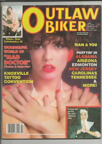 ORIGINAL Vintage February 1987 Outlaw Biker Motorcycle Magazine  