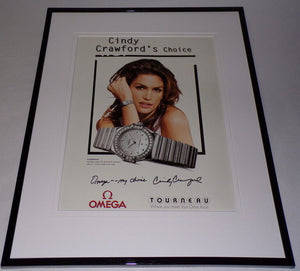 Cindy Crawford 11x14 Facsimile Signed Framed Omega Watches Advertising Display