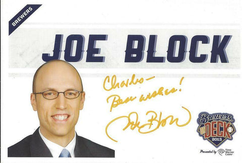 Joe Block Signed 4.75x7 Photo Card Milwaukee Brewers 