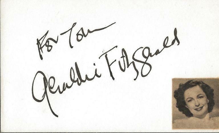 Geraldine Fitzgerald Signed Vintage 3x5 Index Card JSA 