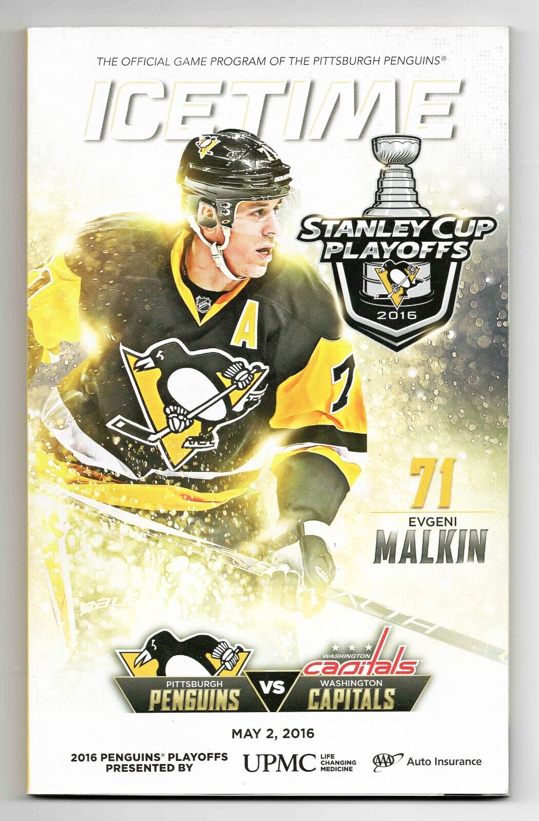 May 2 2016 Washington Capitals Pittsburgh Penguins Playoff Program Evgeni Malkin