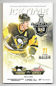 May 2 2016 Washington Capitals Pittsburgh Penguins Playoff Program Evgeni Malkin