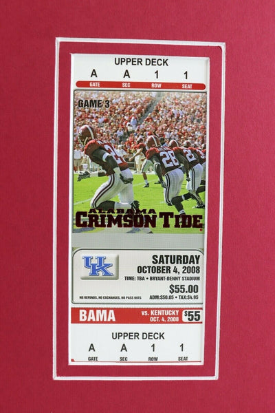 2008 Alabama vs Kentucky Framed 16x20 Photo & Repro Ticket & Program Cover Set