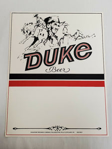 ORIGINAL Vintage Duquesne Duke Beer 14x18" Advertisement Sign