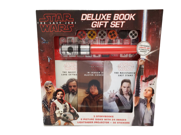 NEW SEALED Star Wars Last Jedi Deluxe Gift Set 3 Books + Lightsaber Projector