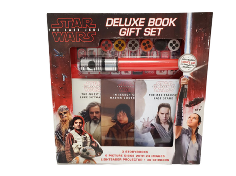 NEW SEALED Star Wars Last Jedi Deluxe Gift Set 3 Books + Lightsaber Projector