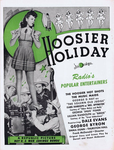 Hoosier Holiday 1943 WWII Era ORIGINAL Vintage 9x12 Industry Ad Dale Evans