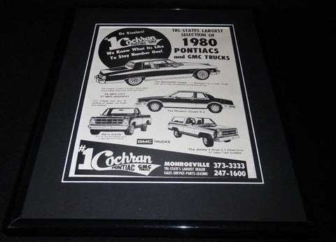 1980 #1 Cochran Pittsburgh Pontiac Framed 11x14 ORIGINAL Vintage Advertisement