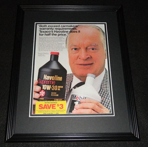 Bob Hope 1986 Havoline Motor Oil 11x14 Framed ORIGINAL Vintage Advertisement 