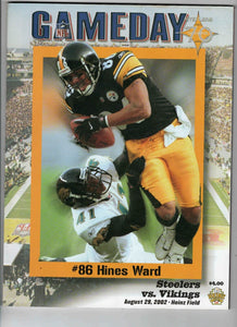 Aug 29 2002 Minnesota @ Pittsburgh Steelers Program Hines Ward