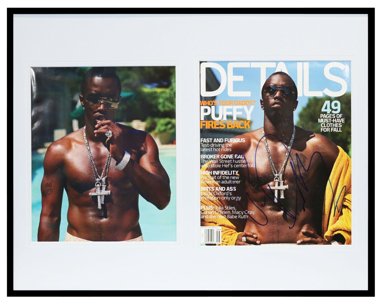 P Diddy Puff Daddy Signed Framed 16x20 Details Magazine Cover & Photo Set JSA