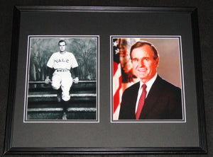 President George HW Bush Framed 16x20 Photo Display Yale Baseball