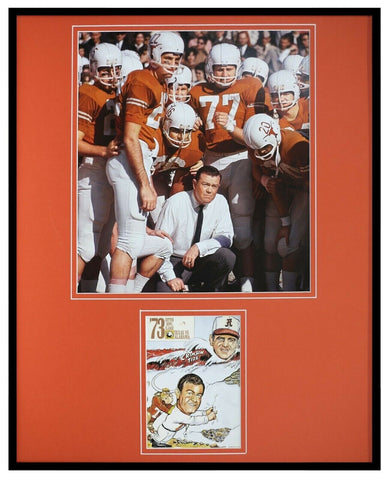 Darrell Royal Framed 16x20 Photo & Repro 1973 Texas vs Alabama Program Display