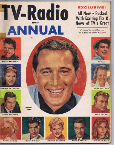 ORIGINAL Vintage 1960 TV Radio Annual Perry COmo Debbie Reynolds Elvis Fabian