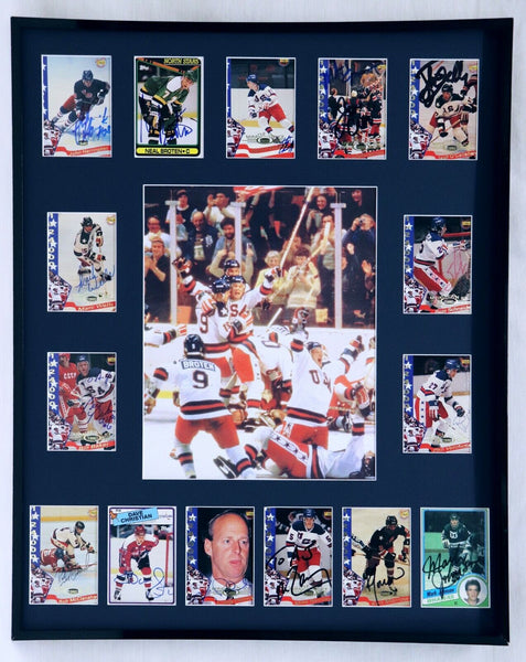 1980 Miracle on Ice USA Hockey Team Signed Framed 16x20 Photo Display 16 Sigs